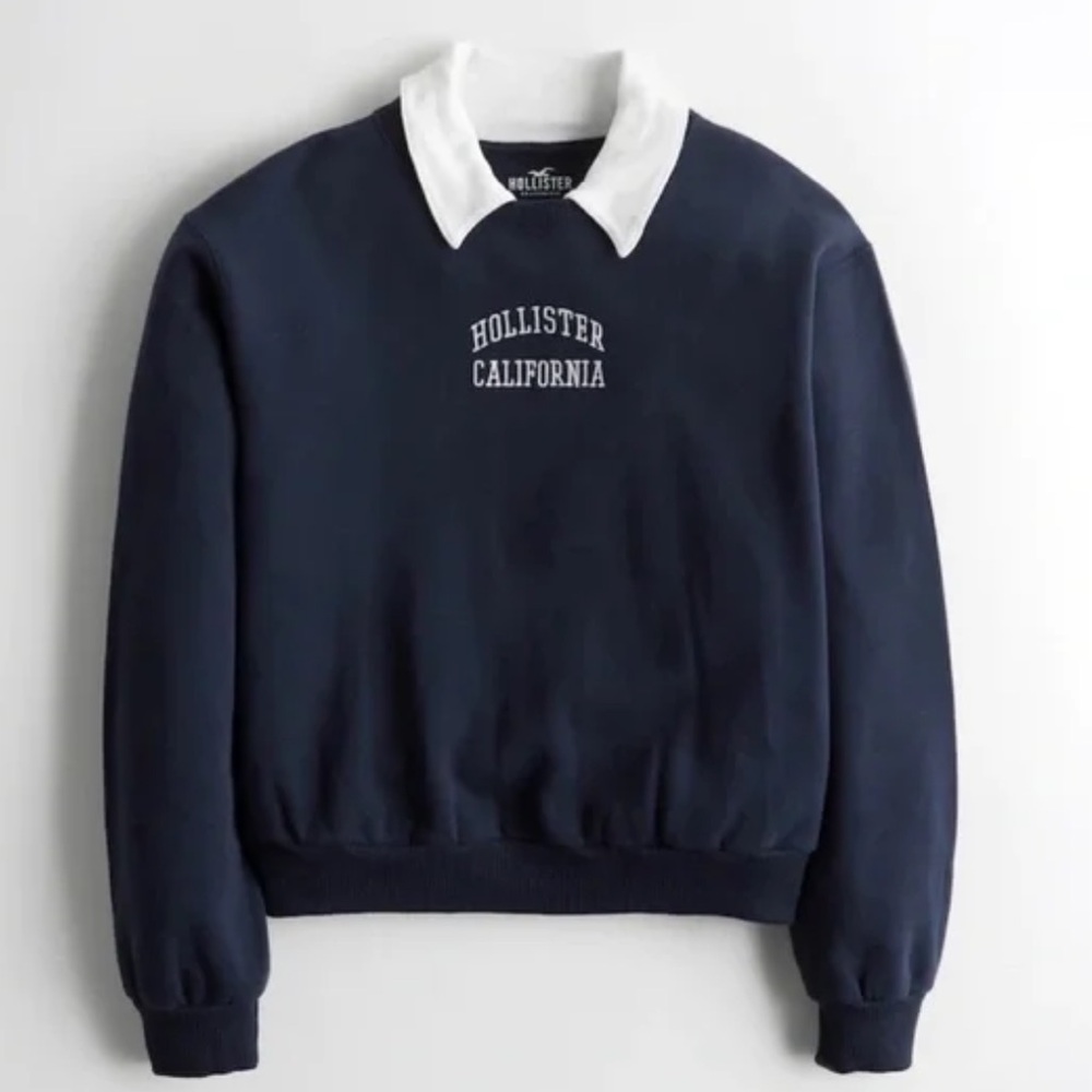 Navy blue collared sweatshirt